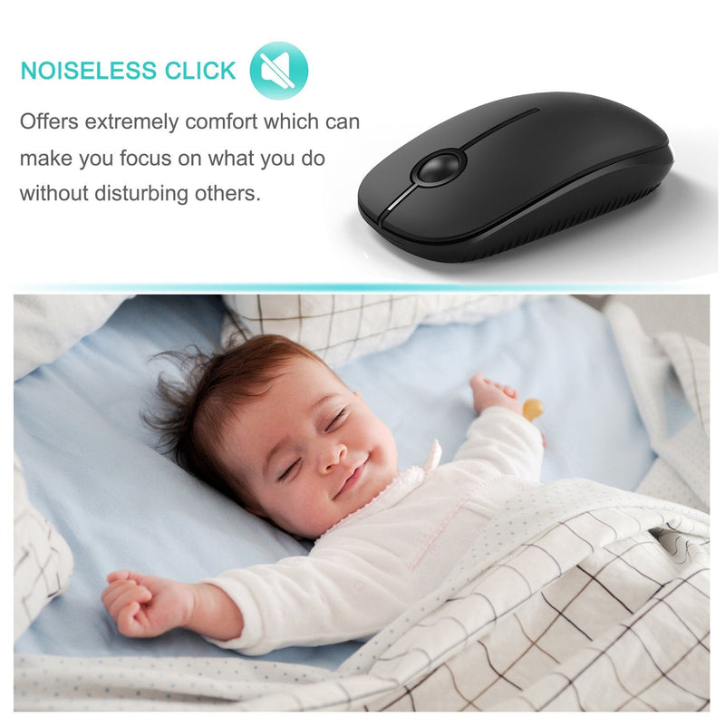 Wireless Mouse, Vssoplor 2.4G Slim Portable Computer Mice with Nano Receiver for Notebook, PC, Laptop, Computer (Black) Black