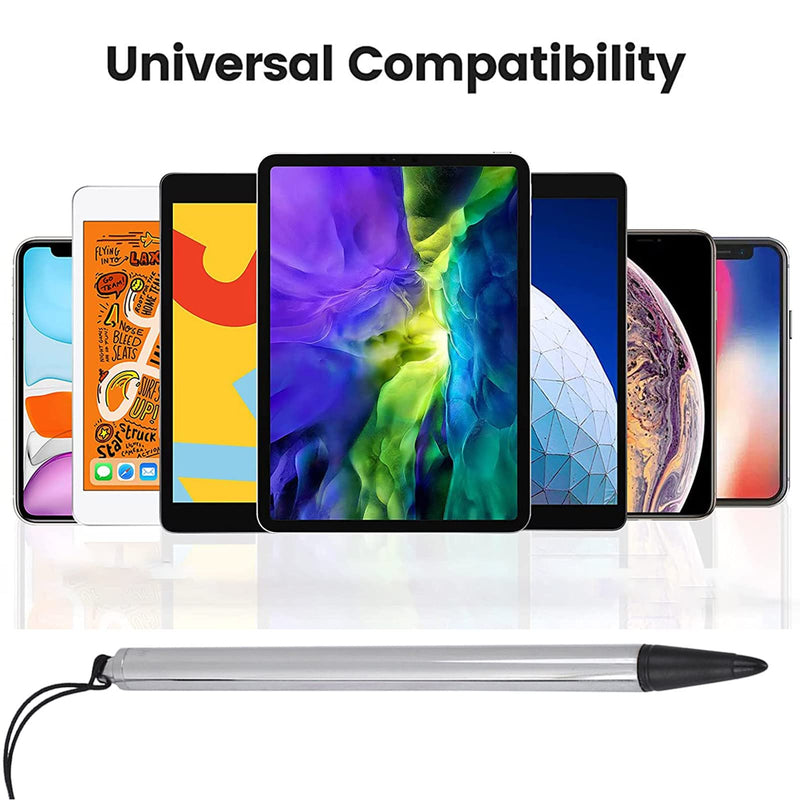 Universal High Sensitive Resistive Pen,Fine Point Stylus Tip Touch Screen Pen Tips with Spring Cord for Resistive Screen Device Silver