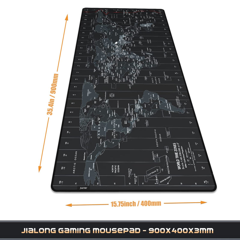 JIALONG New Upgraded Version Large Mouse Pad Desk Mat Comfortable Mousepad with Personalized Design Extended Size 35.4 X 15.7X 0.12 inches for Laptop, Computer and PC - Black World Map Typ 1