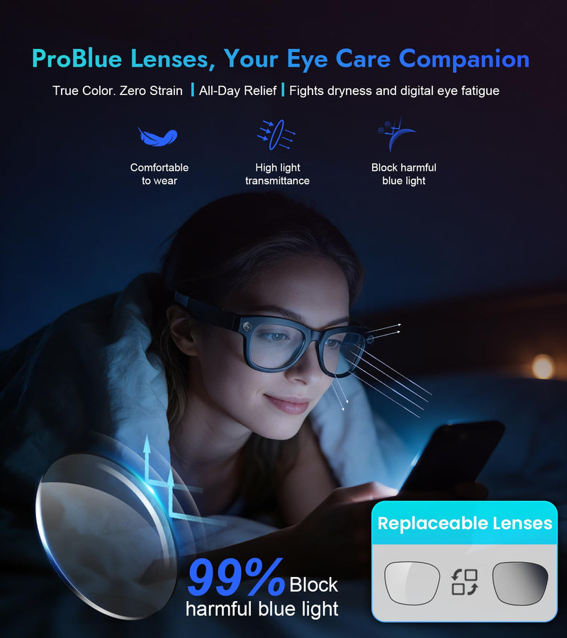 AI Smart Glasses with 8MP 800W Camera for 1080P Video Recording 12min & HD Photo, Bluetooth Real-Time Translation,AI Voice Assistant,Object Recognition,Music Player Gift of Lover,Traveler (large)