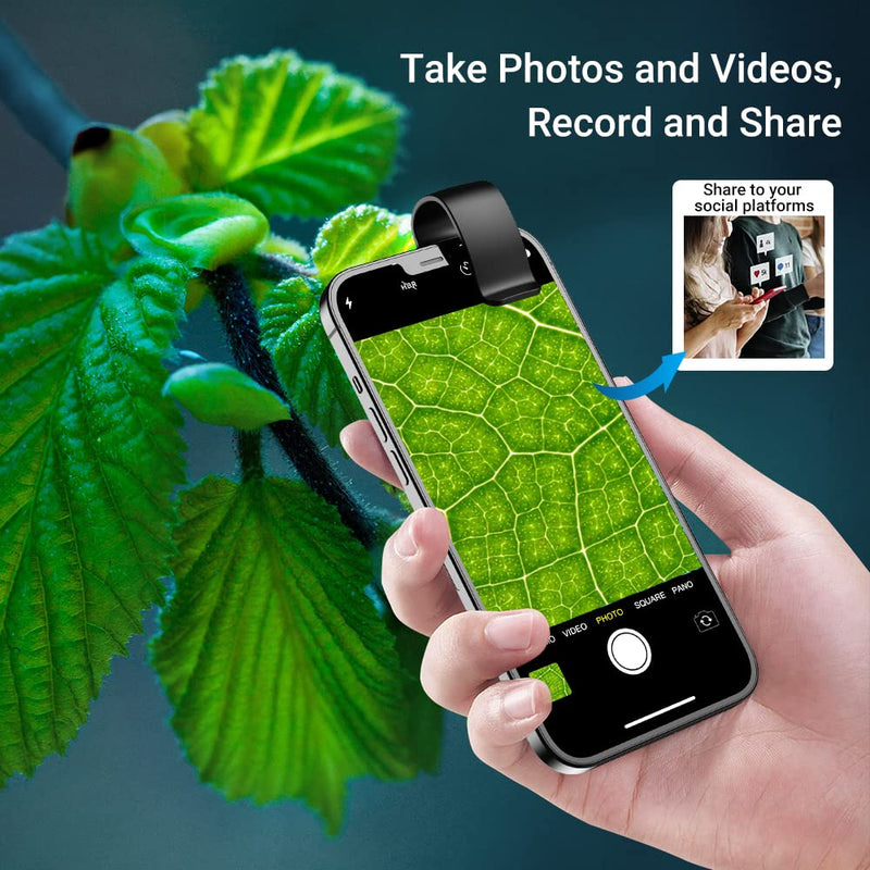 200X Magnification Microscope Lens withCPL Mobile LED Light Micro Pocket Macro Lenses for iPhone Samsung All Smartphones (Black Without CPL) Black without CPL