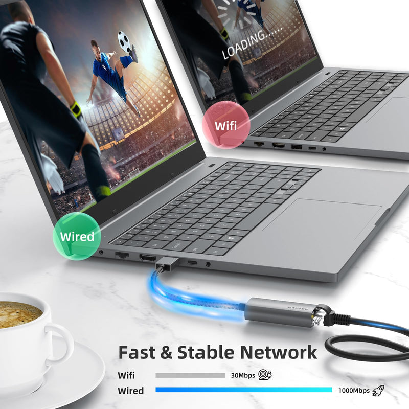 WALNEW 7-in-1 USB C Hub& USB 3.0 Ethernet Adapter Bundle