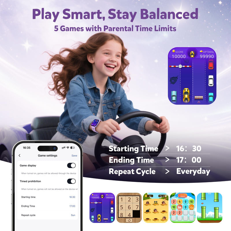 Gydom Smart Watch for Kids No APP No Phone Needed, 1.83" Fitness Tracker Watch with Heart Rate/Sleep Monitor, IP68 Waterproof Pedometer, Step Counter, Puzzle Games for Girls Teens 5-16, 81 Sport Mode