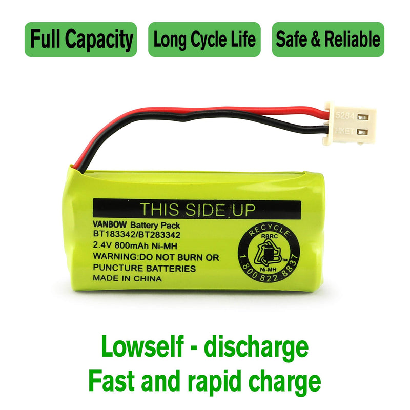 BT183342/BT283342 2.4V 800mAh Ni-MH Battery Compatible with AT&T VTech Cordless Phone Batteries BT166342/BT266342 BT162342/BT262342 CS6709 CS6609 CS6509 CS6409 EL52100 EL50003 (Pack 3) Pack 3