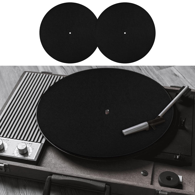 [AUSTRALIA] - 2pcs Record Player Mat, 12 Inch Anti-Slip & Anti-Static Felt Record Pad Turntable Slipmat Wool Turntable Platter Mat Record Player Protective Mat for Home Record Players (Black) 