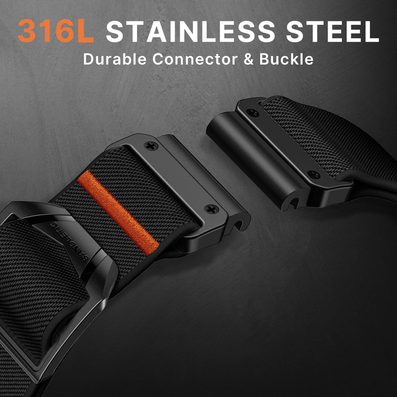 Bandletic Nylon Strap and Magnetic Band Compatible with Garmin Watch 22mm