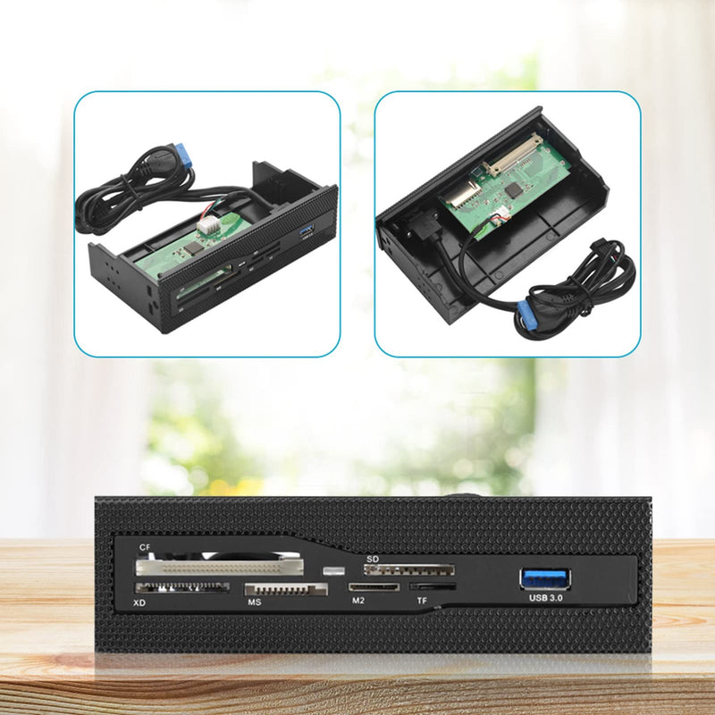 5.25 Inch Multifunction Front Panel Internal Card Reader,USB 3.0 Port All in one Multimedia 64G PC Dashboard Card Reader with 6 Copper Plated Card Slots,Support M2, SD, MS, XD, CF, TF Card