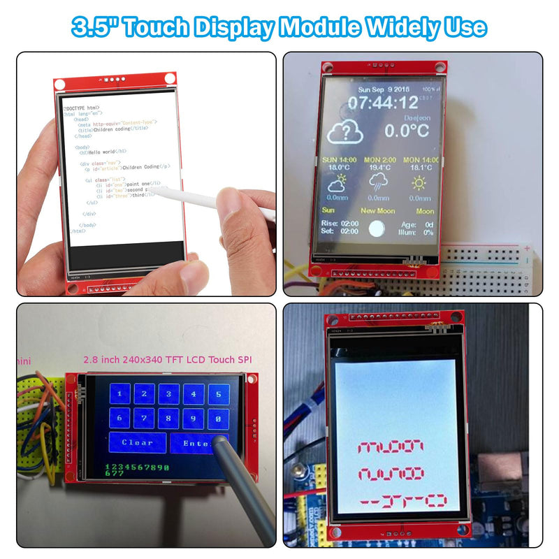3.5 Inch LCD TFT Touch Display Binghe 3.5 Inch LCD Display Touch Module with Touch Pen 320 x 480 Resolution Driver ILI9488 4-Wire SPI Compatible with Arduino
