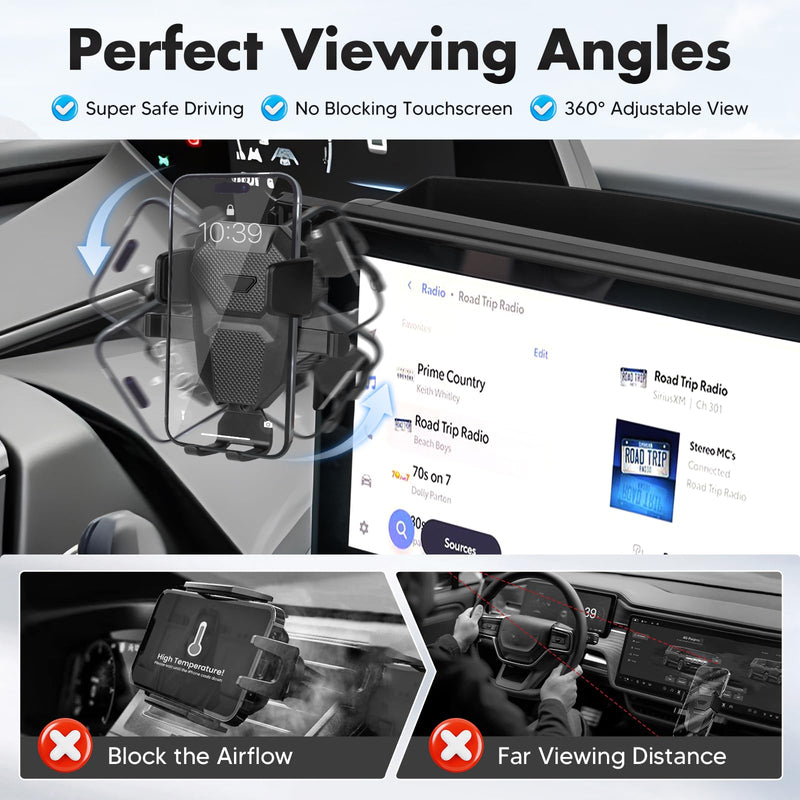 FIILINES Phone Holder for Toyota Prius 2023-2025 (Fit 12.3" Touch Screen), Phone Mount with Dash Organizer for Prius Accessories, 360 Degree Rotation Dash Mount Cell-Phone Holder For Prius 2023-2025