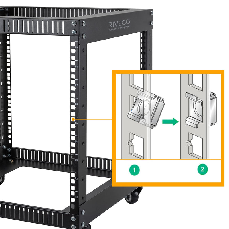 RIVECO M5 Rack Screws & Cage Nuts for Server Cabinets & Racks Mounting Network Equipment Clip Nuts 50 Sets Black M5 Screws + Cage Nuts