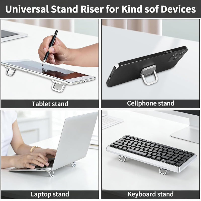 Adjustable Laptop Stand Foldable Portable Heat Sink Design Raised Base Angle Elevation Compact for Office Travel Home Desk, Silvery
