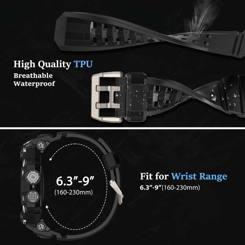 SUPLINK Rugged Case with Sport Band for 49mm Apple Watch Ultra 3 2 1 Bands Titanium and Stainless Steel Apple Watch Band for Men Grey