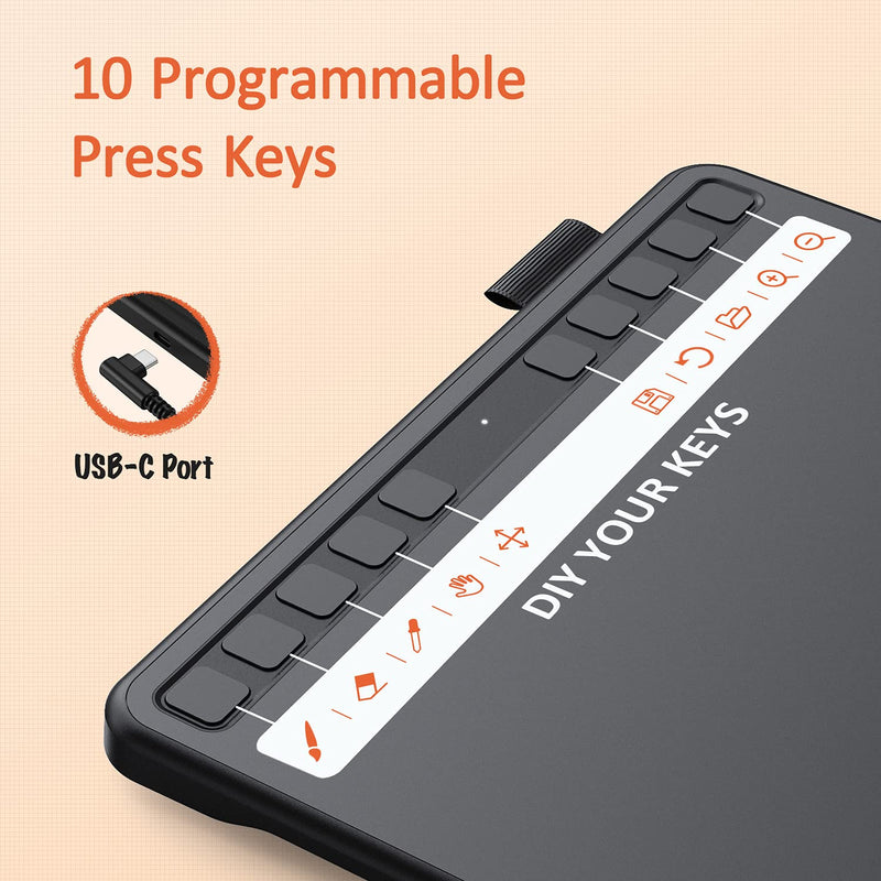 Drawing Tablet, UGEE Computer Graphics Tablets with 10 Hot Keys, 6.5x4 inch OSU Tablet with Battery Free Stylus