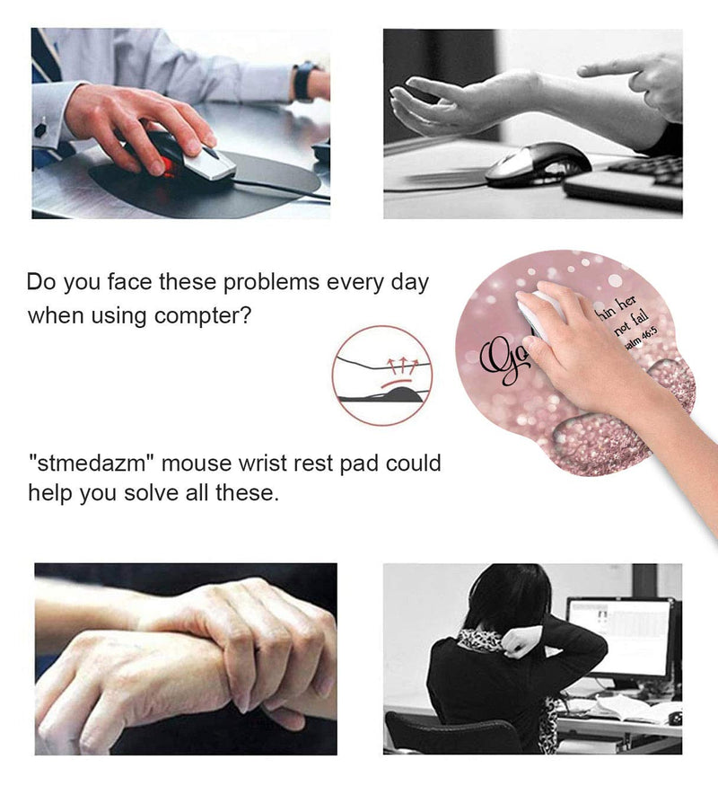 Ergonomic Mouse Pad Wrist Support and Coffee Coaster, Cute Wrist Rest Pad with Non-Slip PU Base for Home Office Working Studying Easy Typing & Pain Relief, Christian Quote Bible Verse Psalm 46:5