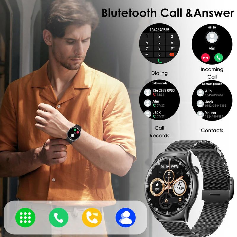 x2 Smart Watch, 1.83" & 1.43" HD with Calls and Messages/Heart Rate/Sleep/Female Cycle,Fitness Tracker Smartwatch for Android/iOS Compatible,Silver & Black