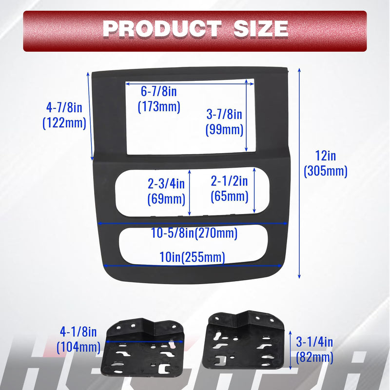 HECASA Double Din Radio Stereo Dash Kit Compatible with 2002 2003 2004 2005 Dodge Ram 1500 2500 3500 Without Wiring Harness