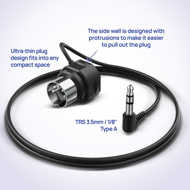 CME TRS MIDI Cable 4-Pack - TRS Type A (3.5mm - 1/8”) to 5-pin DIN, 3FT / 90CM, Low-Profile - Right Angle Ultra-Thin Plugs for Compact Spaces - Ideal for Synths & Pedalboards 4-Pack Angled