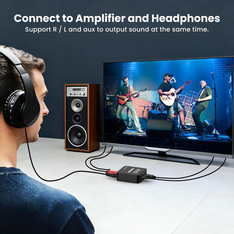[AUSTRALIA] - HDMI ARC Audio Converter,Digital Optical SPDIF Signals to Analog 3.5mm Jack and RCA (L/R) Stereo Audio Adapter for Soundbar,Speaker,Amplifier, Bluetooth 5.3 Receiver, Compatible with ARC Smart TV 