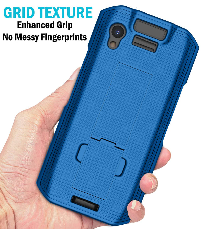 [AUSTRALIA] - Case with Clip for Zebra TC21 TC26 Mobile Computer Scanner, Nakedcellphone Slim Hard Shell Cover with Kickstand and [Rotating/Ratchet] Belt Hip Holster Combo - Cobalt Blue 
