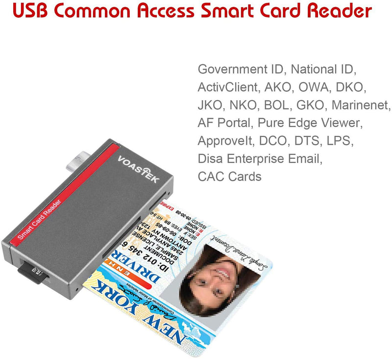 USB C Smart Card Reader, DOD Military CAC Card Reader Compatible with Mac, MacBook Pro, Chromebook and Other Type C Laptops | Built-in 3 Slots SD/Micro SD Memory Card Reader VT-UTC502