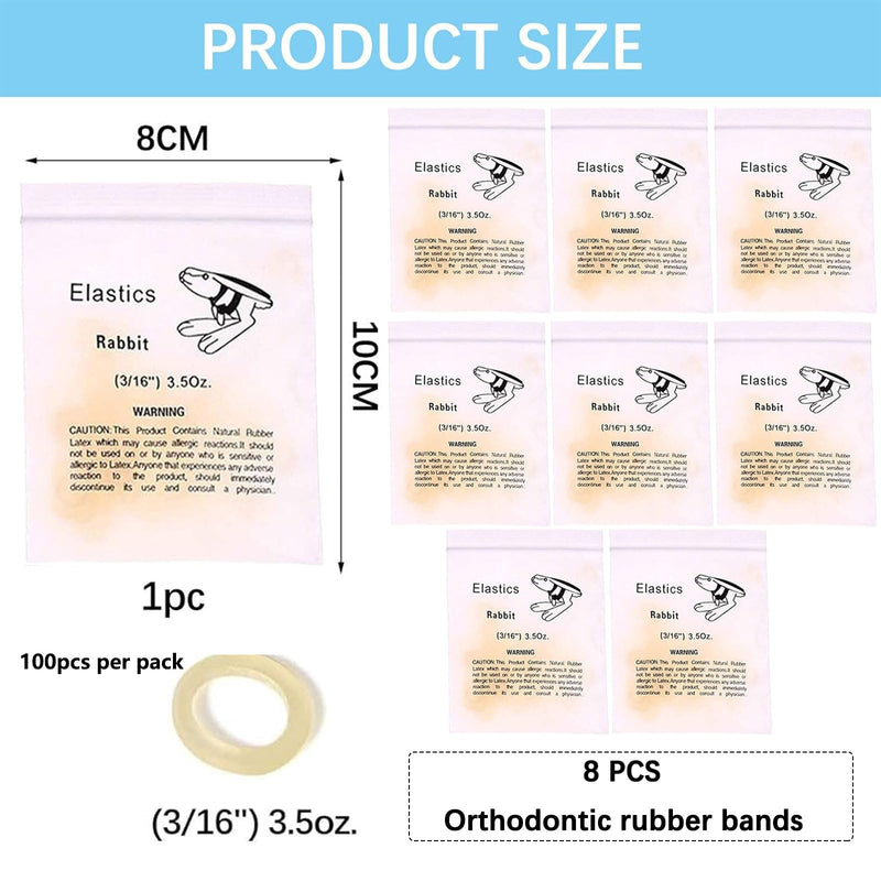 Orthodontic Rubber Bands, Rubber Bands for Braces, 3/16 Inch Orthodontic Elastic Rubber Bands, Professional Portable Orthodontic Rubber Bands, 3.5 oz, 400 Pieces (800 Pieces) 800pcs