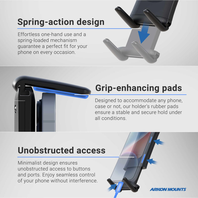 ARKON Mounts Slim-Grip Ultra Sticky Suction Windshield Phone Car Mount | Universal Phone Holder | Firm Windshield Suction | Adjustable 3" Arm | Compatible with iPad, Galaxy, Pixel and more | SM679