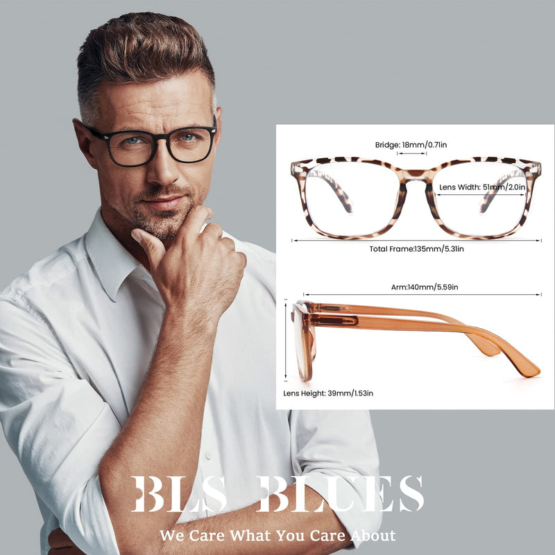 BLS 5 Pack Reading Glasses Blue Light Blocking, Fashion Square Computer Readers Anti Glare/Eye Strain Blockers Eyeglasses 5 Pack Mix 1.5 x