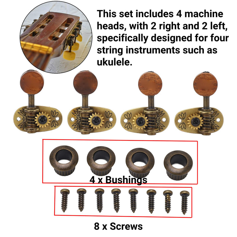 4 Pcs Guitar Tuner Pegs 2L2R Ukulele Tuning Pegs Classical Machine Heads Tuners for 4 String Ukulele Accessories