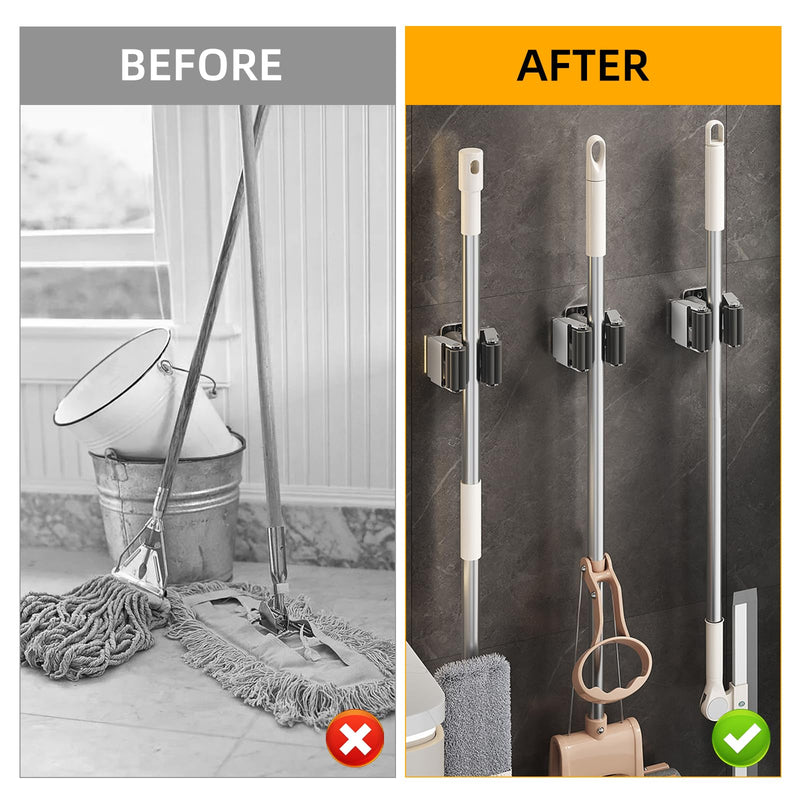 Trukafie Pack of 12 Broom Holder Wall Tool Holder Stainless Steel Garden Tools Tool Holder Wall Garden Tool Holder for Garden Kitchen Bathroom Garage Shovel Mop