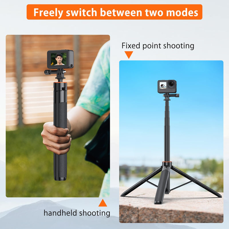 [AUSTRALIA] - VRIG Extendable Selfie Stick Tripod for GoPro Max Hero 10 9 8 7 6 5 4, DJI Osmo Action, Insta 360 One R and More Action Camera（55.1''） 55.1'' 