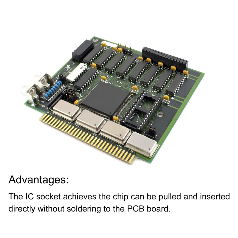sourcing map DIP IC Chip Socket Adapter Flat Pin 16P 2.54 mm Pitch IC Socket for PCB Board Chip, 6 Pack