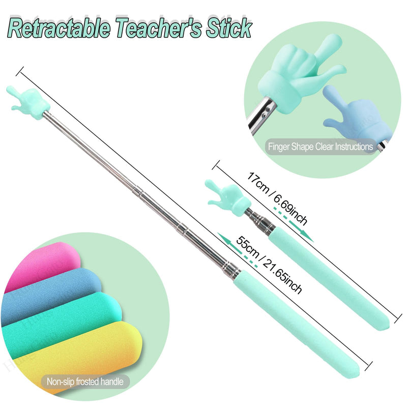 [AUSTRALIA] - 4PCS Retractable Teacher Pointer for Classroom Kids Reading, Mini Extendable Hand Pointer Finger Pointer Stick, Point Reading Pen, Kindergarten Student Teacher Supplies 