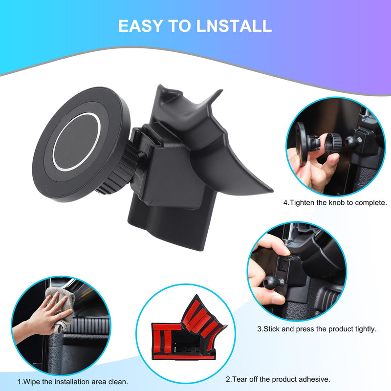 PIUGILH Magnetic Phone Holder Mount Compatible with Ford Ranger 2023 2024 2025 2026 Interior Accessories, Aluminum Alloy 360° Dashboard A/C Air Vent Lower Cell Phone Holder Stand