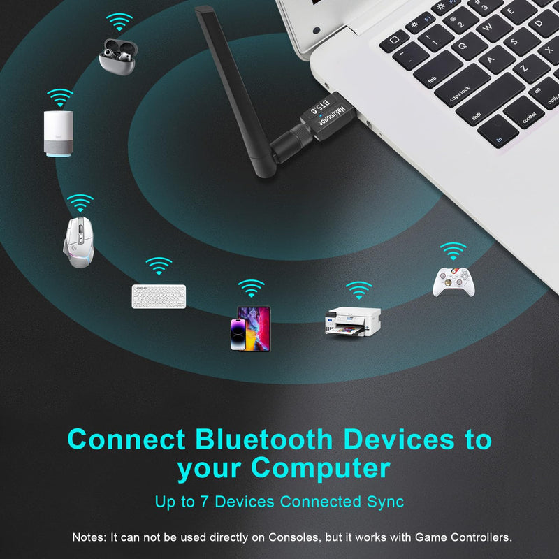 [AUSTRALIA] - Long Range Bluetooth 5.4 Adapter for PC, Wireless USB Dongle External Antenna for Windows 11 10 8.1 7 Linux Laptop Desktop Computer, Pair with Bluetooth Headset Speaker Mice Keyboard Printer Latest BT5.4-Detachable Antenna-BT548 