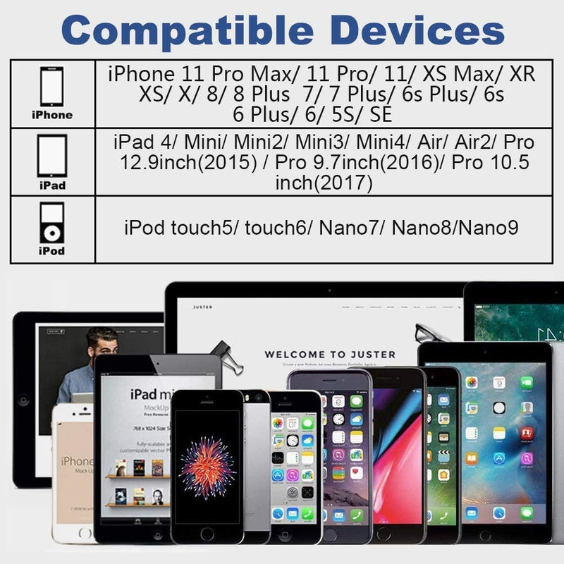 [AUSTRALIA] - 4Pack [Apple MFi Certified] Charger Lightning to USB Charging Cable 6FT Cord Compatible iPhone 14/13/12/11 Pro/11/XS MAX/XR/8/7/6s Plus,iPad Pro/Air/Mini,iPod Touch 4 