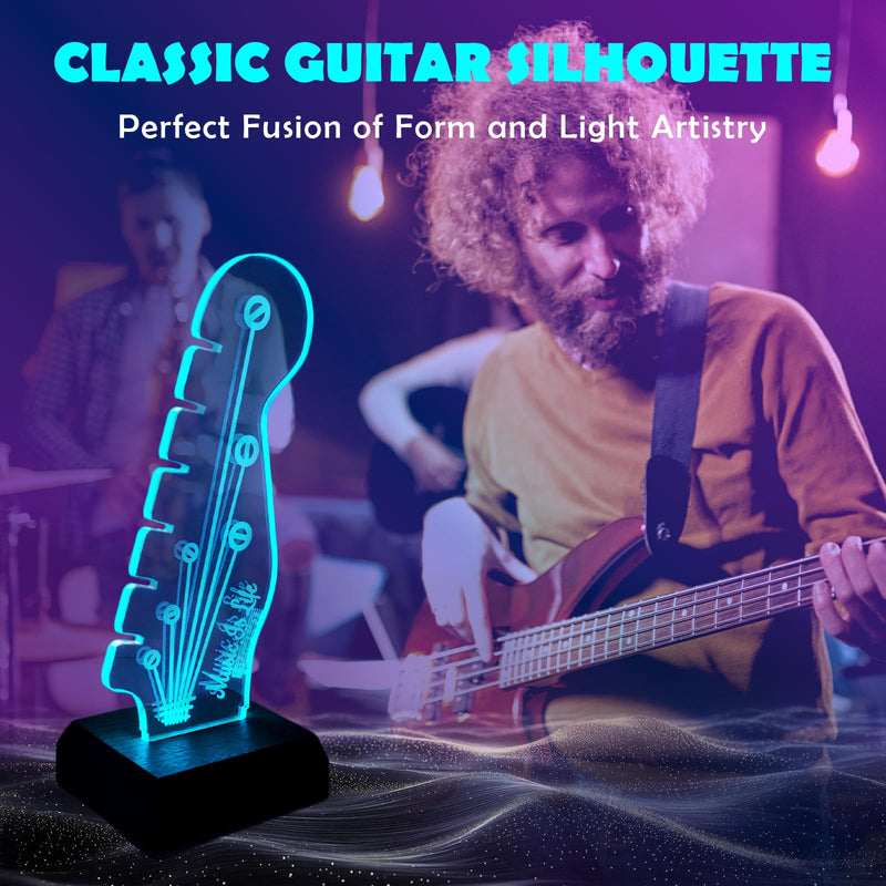 Light Up Guitar Pick Holder with Music Sync, 7-Color LED Guitar Pick Lamp with Remote Control, Acrylic 3D Guitar Pick Storage Rack, Birthday Gift for Music Lovers and Guitarists, Guitar Accessories