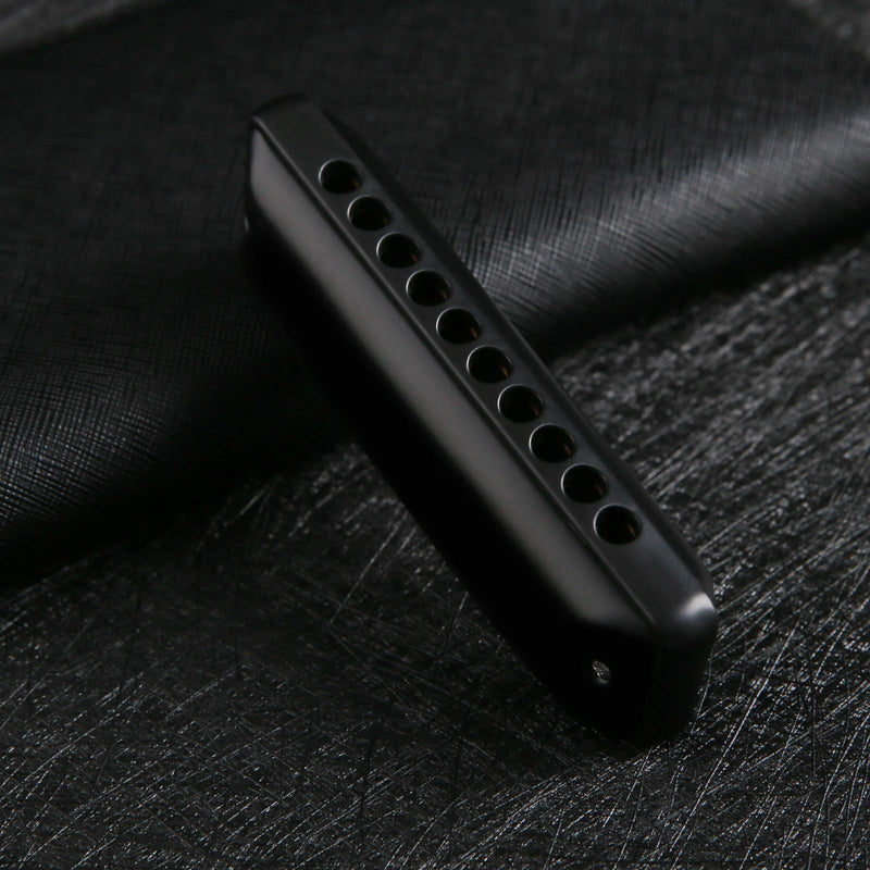 JDR Harmonica Key of C Ninja, Blues Mini Harp 10 Holes 20 Tones Musical with Case for Adults Beginners Teacher Professional Students Musician Folk Rock Standard Diatonic Mouth Organ Black