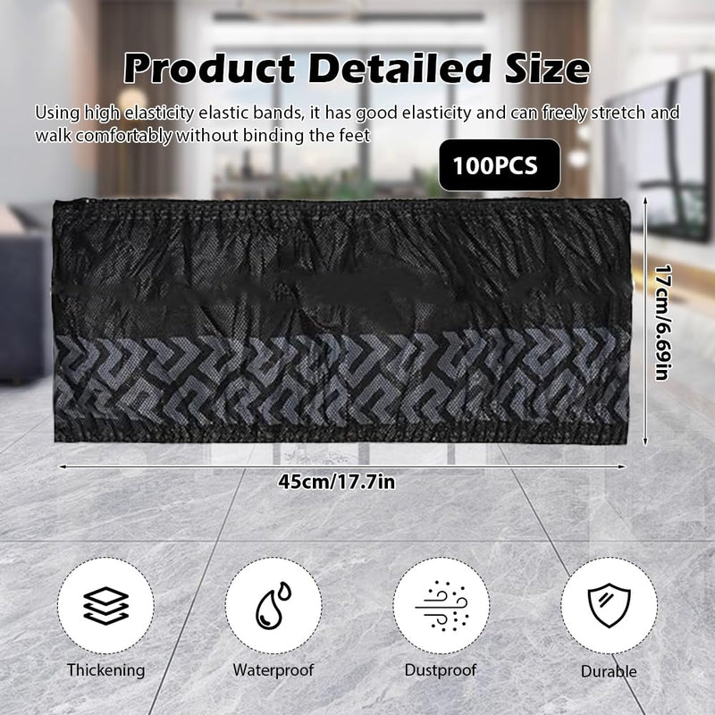 Disposable & Reusable Shoe Covers - Waterproof & Non-Slip - Overshoes for Indoor/Outdoor Use - Tear-Resistant, Breathable - Ideal for Surgical Shoes, Hotel Slippers, Guest Slippers (45 x 17 cm) 45X17CM