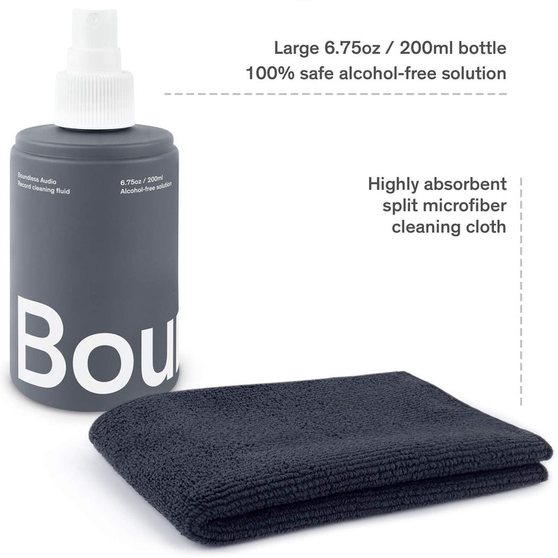 [AUSTRALIA] - Boundless Audio Record Cleaning Solution - 6.75oz Vinyl Cleaner Fluid, Vinyl Cleaner Cloth & Record Label Protector 6.75 oz 