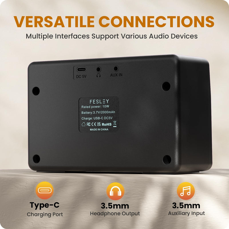 Fesley Mini Guitar Amp: 10W Portable Recharged Guitar Amplifier, Bluetooth Amp with Clean and Drive Channels, Mini Amplificador for Practice with 3.5mm Headphone Output, FGA10