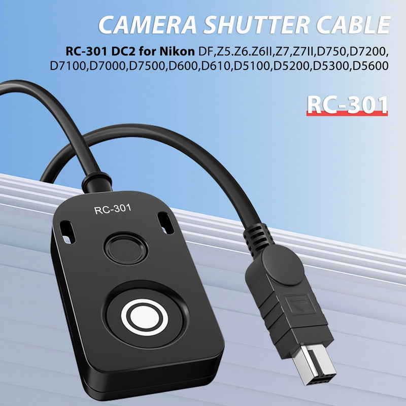 for NK Remote Cable RC301-DC2 Small Shutter Release Remote controlDF,Z5.Z6.Z6II,Z7,Z7II,D7100,D7200,D750,D600,D610,D90 D5600,D5300,D3300 Short Button (RC301-DC2 NK 11.8in/30cm) RC301-DC2 NK 11.8in/30cm