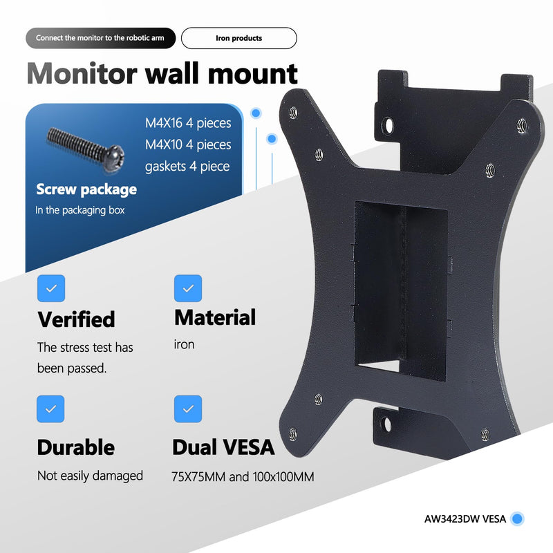 AW3423DW VESA Adapter Compatible with Alienware 34" Curved Gaming Monitor | (Fits AW3423DW)–75x75 to 100x100 VESA Mount Adapter Bracket