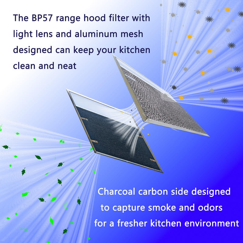 BP57 Stove Hood Vent Filter for 43000 Series Br-oan Range Hood Filters with Light Lens 11 3/8" x 11 3/4" The Kitchen Exhaust Carbon Fan filter It's fit for Nut-one Grease Filter Replacement(1-Pack)