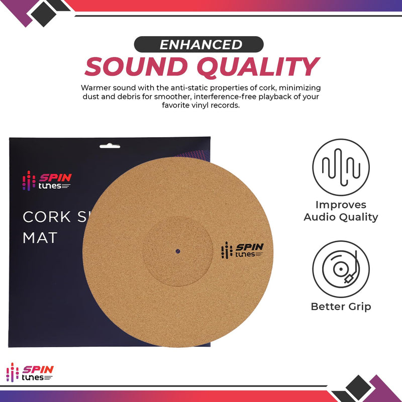 Turntable Mat, Cork Turntable Mat to Enhance Your Audio, Anti-Static 12 Inches Vinyl Cork Mat with 3mm Thickness, vinyl record Accessories