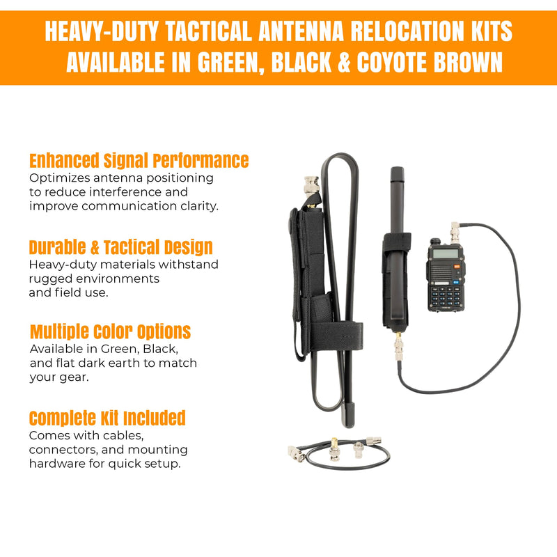 [AUSTRALIA] - Tactical Antenna Relocation Kit – Enhanced Signal & Mobility – Chest Rig & Backpack Compatible – Durable, Lightweight & Weather-Resistant – Ideal for Military, Outdoor Use (Black, 19" Cable) Black 19 Inches 