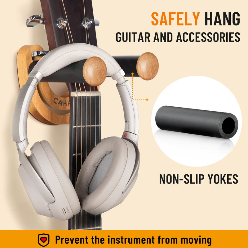 CAHAYA Guitar Wall Mount Hanger: Adjustable U-Shaped Hook with 5 Picks and 1 Pick Bag for Acoustic, Electric Guitars, Bass, Banjo, Ukulele, Mandolin Stylish