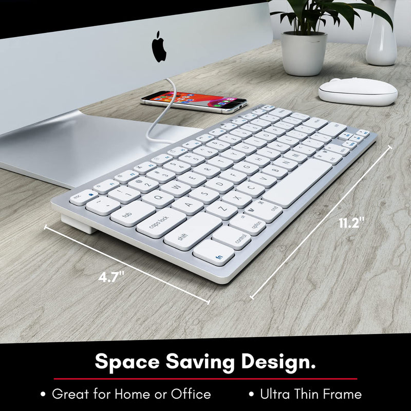 Macally Small USB C Keyboard - Plug & Play Compatible Apple Wired Keyboard for Mac Mini, MacBook Pro/Air, iMac, Windows, iPad, Chromebook with USB C Port - Compact & Mini USB Type C Keyboard