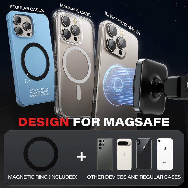 1Zero MagSafe Phone Mount with 80mm Arm, Dual 20mm Sockets, No Base | Dual 20MM (0.787") Socket Ends fit MagSafe iPhone 12-17 Pro Max; Replacement Magnetic Holder and Arm Only, No Base Magnetic Holder with Arm