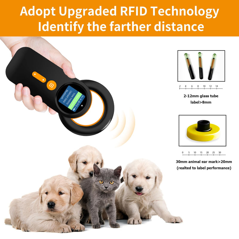 Bluetooth Pet Microchip Reader,Alacrity 3-in-1(2.4GHz Wireless+Bluetooth+USB) Animal Universal Microchip Tag Reader Scanner with 1.44” TFT Screen,800mA*H Rechargeable Battery,240 Pieces Data Storage Na-q30