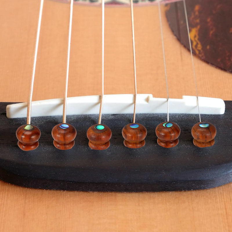 Blisstime 6pcs Rosewood Guitar Bridge Pins Inlaid Abalone Dot Acoustic Guitar Replacement Parts (yellow brown) yellow brown